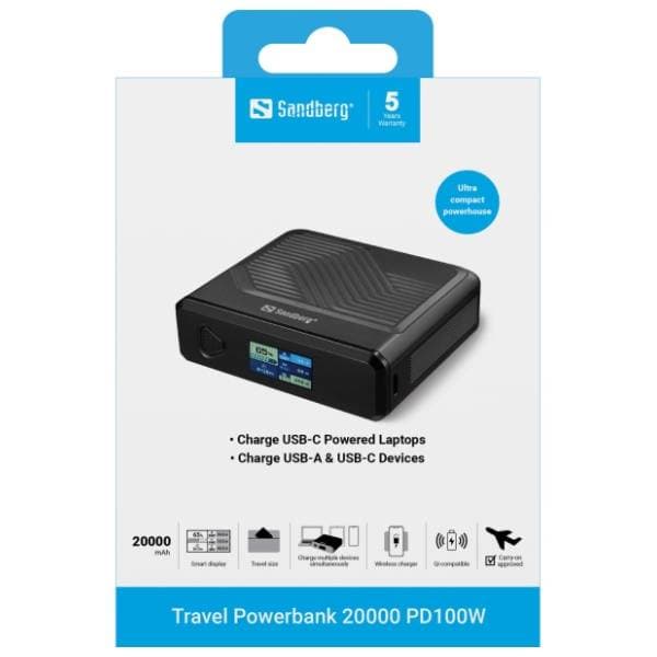 SANDBERG Travel 421-25 20000mAh PD100W power bank 6