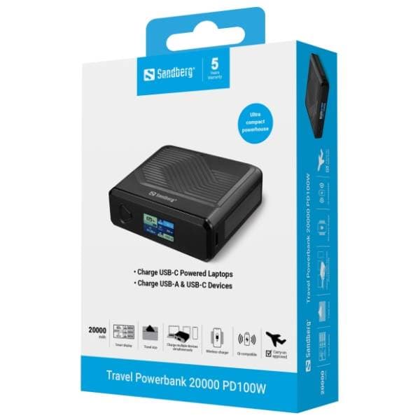 SANDBERG Travel 421-25 20000mAh PD100W power bank 7