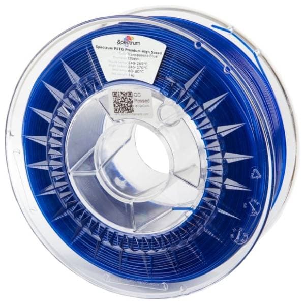 SPECTRUM PETG Premium High Speed 1kg Transparent Blue 1,75mm 3D filament 0