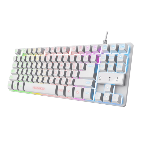 TRUST tastatura GXT 833 Thado RGB bela 1