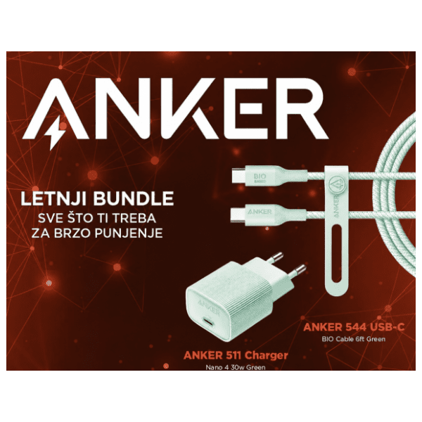 ANKER adapter 511 Nano 4 30W Green + USB-C Cable 1
