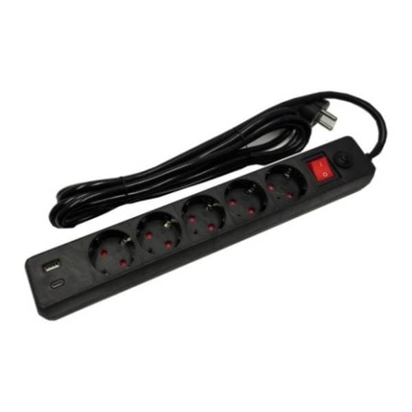 GEMBIRD produžni kabl 5 utičnica 3m USB-A+C SPG5-B-10(3G1.5) 0