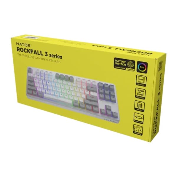 HATOR bežična tastatura Rockfall 3 TKL White HTK851 8