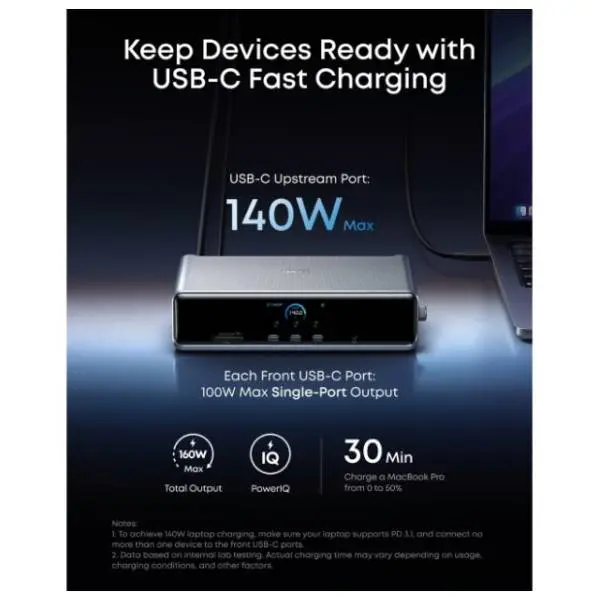 ANKER Docking station 14-in-1 Prime (Display Link/PD 140W) siva 2