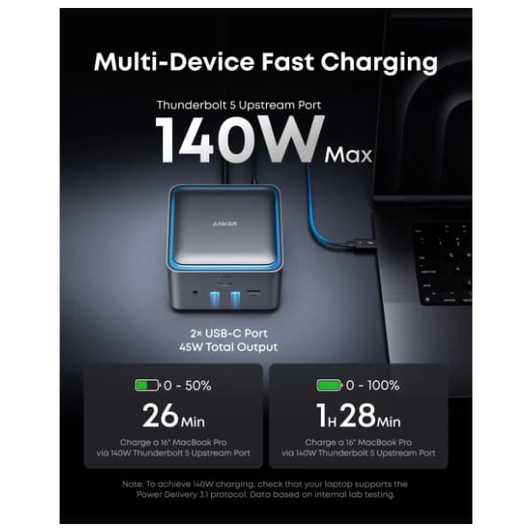 ANKER Docking station 14-in-1 Prime Thunderbolt 5 140W Gray 3