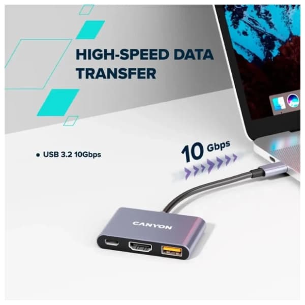 CANYON USB Hub 3-in-1 DS-4 (CNS-TDS4) Grey 6