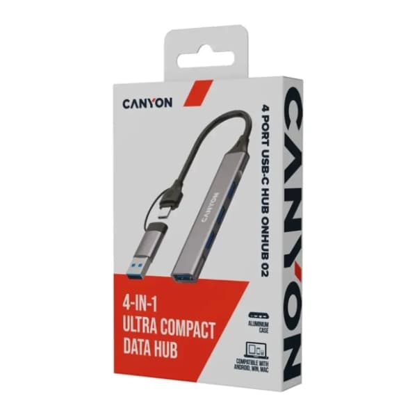 CANYON USB Hub 4-in-1 DS-02 USB-A/C Grey 5