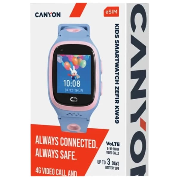 CANYON Zefir KW-49 E-SIM 4G Pink&Blue pametni sat za decu 6