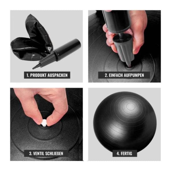 GORILLA SPORTS crna lopta za pilates 65 cm 3