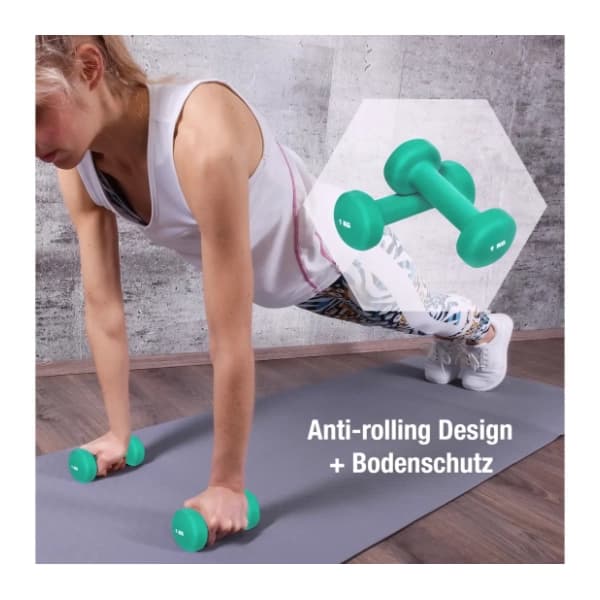 GORILLA SPORTS set bučica za aerobik 2x1kg zeleni 2