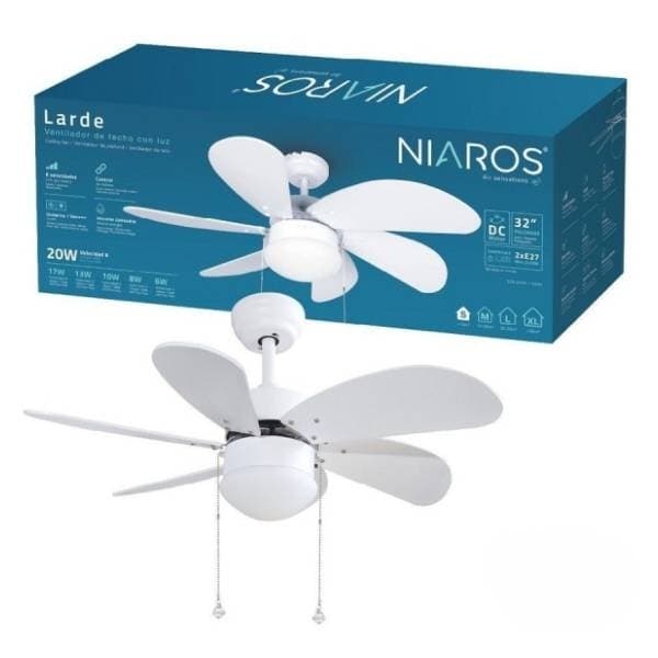 NIAROS plafonski ventilator 20W beli 2