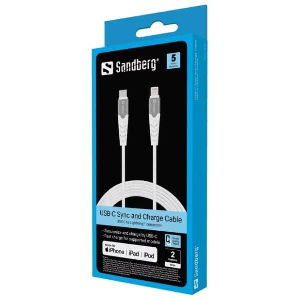 SANDBERG konverter kabl USB-C na Lightning (m/m) 2m beli (136-48) 1