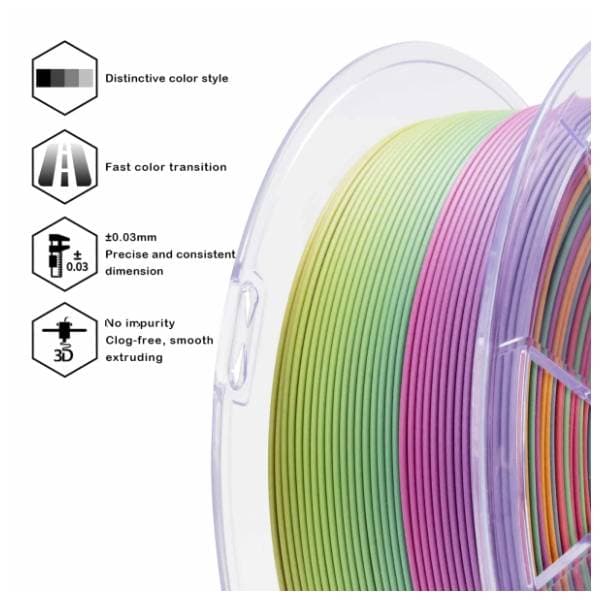 ZIRO Fast Gradient Matte PLA 1,75 mm Rainbow Blaze 3D filament 3