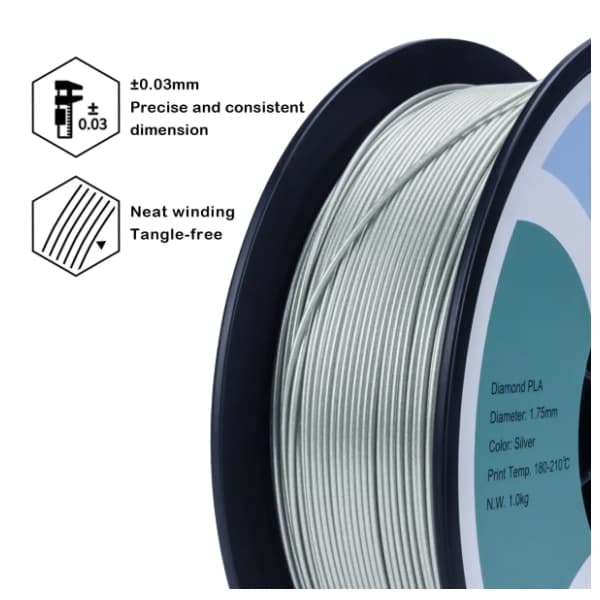 ZIRO Glitter Diamond PLA 1,75 mm Silver 3D filament 3