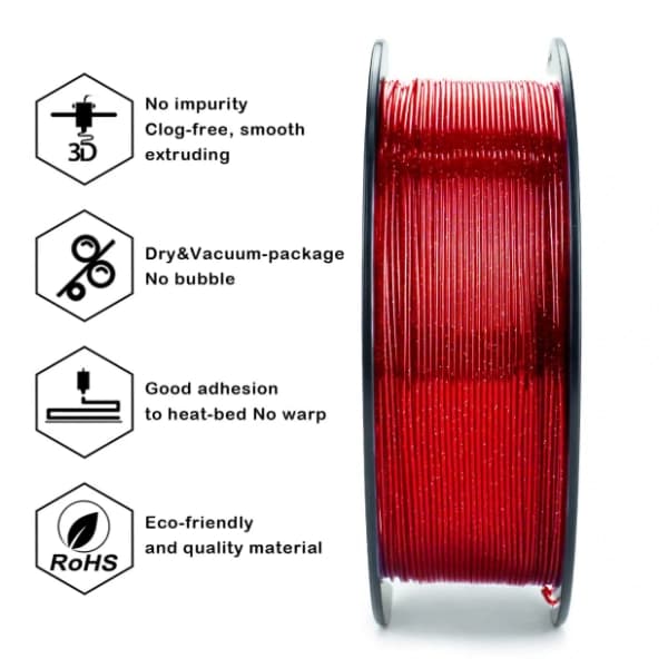 ZIRO Glitter Twinkling PLA 1,75 mm Bright Red 3D filament 2