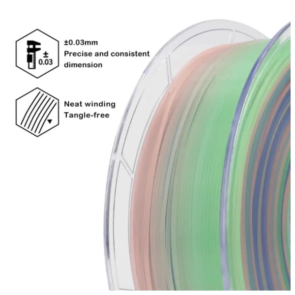 ZIRO Glow in Dark PLA 1,75 mm Rainbow 3D filament 2