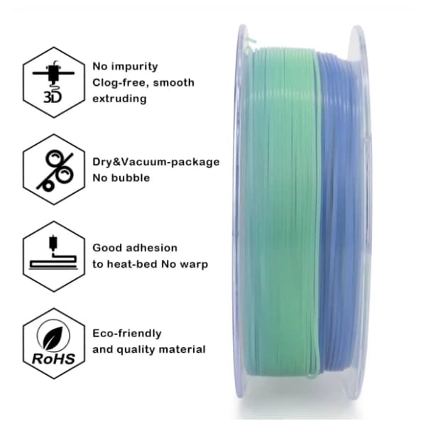 ZIRO Glow in Dark PLA 1,75 mm Rainbow 3D filament 3