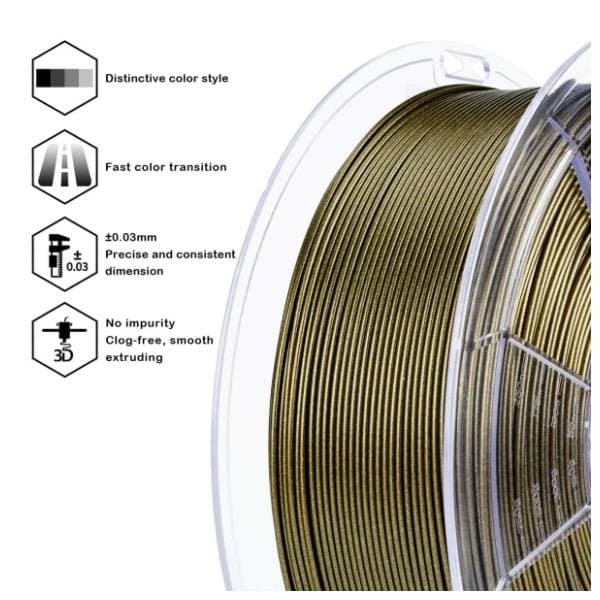 ZIRO Gradient Diamond PLA 1.75 mm Brass Sparkle 3D filament 2