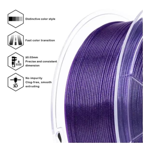 ZIRO Iridescent PLA 1,75 mm Electric Purple 3D filament 2