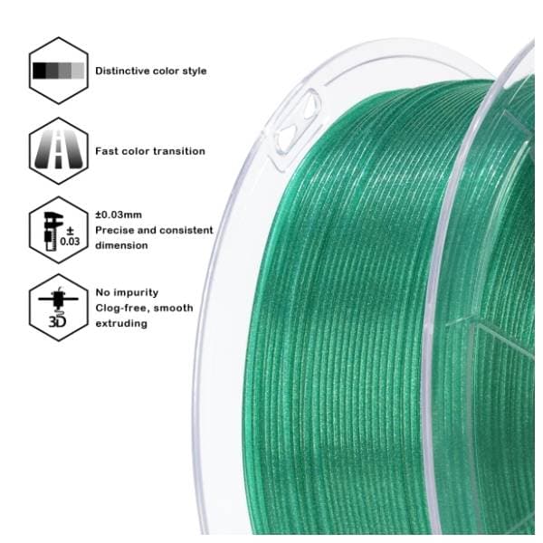 ZIRO Iridescent PLA 1,75 mm Lake Green 3D filament 2