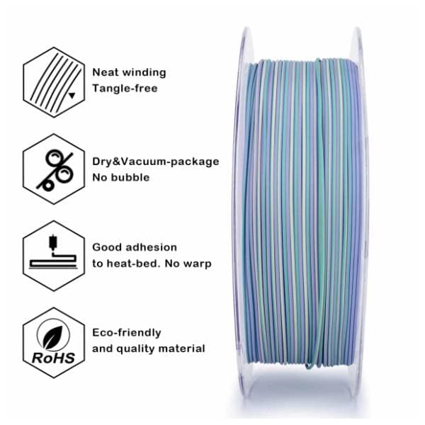 ZIRO Multicolor Stripes Matte PLA 1,75 mm Mermaid Stripes 3D filament 3