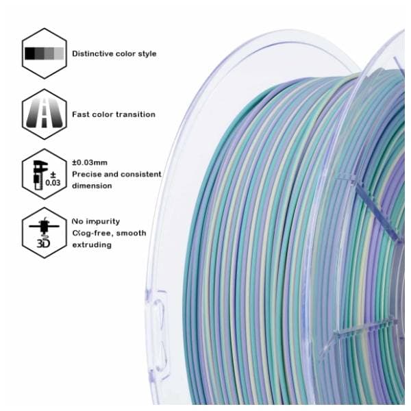 ZIRO Multicolor Stripes Matte PLA 1,75 mm Mermaid Stripes 3D filament 2