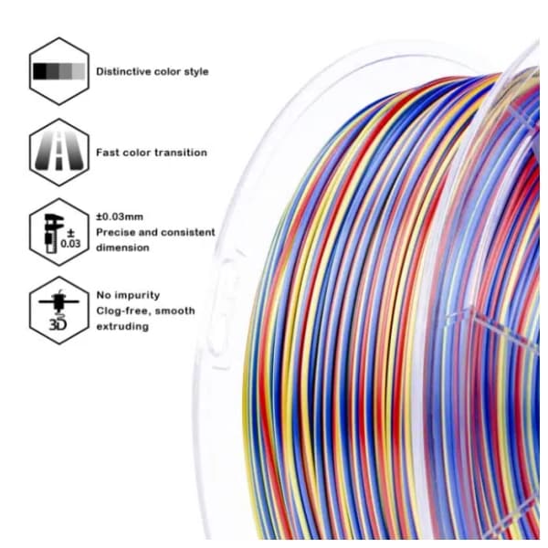 ZIRO Stripes Silk PLA 1,75 mm Firework Stripes 3D filament 2