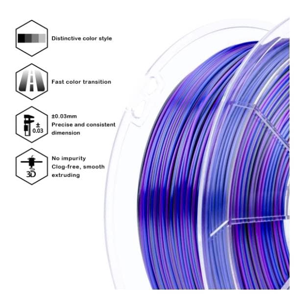 ZIRO Stripes Silk PLA 1,75 mm Nocturne Stripes 3D filament 3