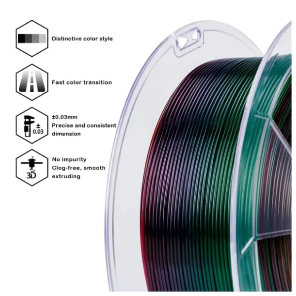 ZIRO TPU 1,75 mm Flex Rainbow 3D filament 2