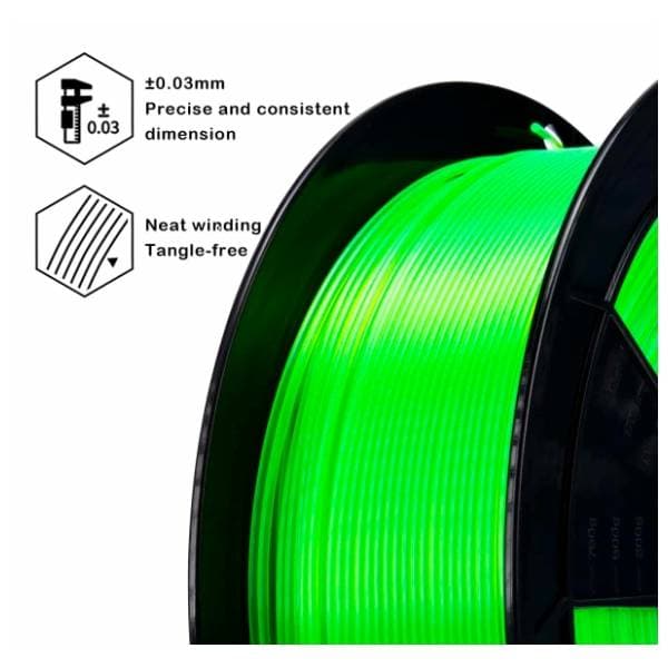 ZIRO Translucent PLA 1,75 mm Fluo Green 3D filament 1