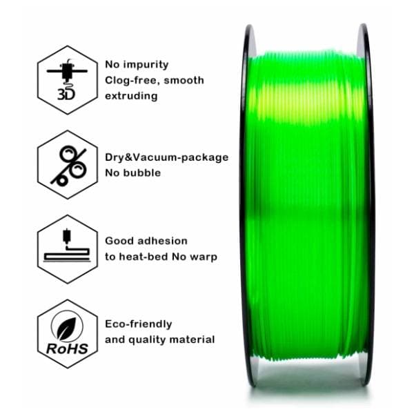 ZIRO Translucent PLA 1,75 mm Fluo Green 3D filament 2