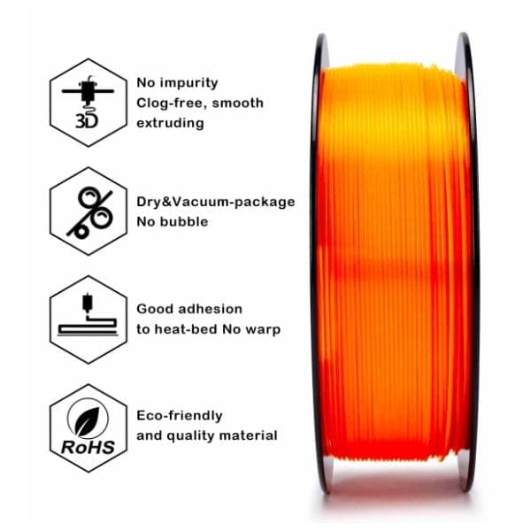 ZIRO Translucent PLA 1,75 mm Fluo Orange 3D filament 3
