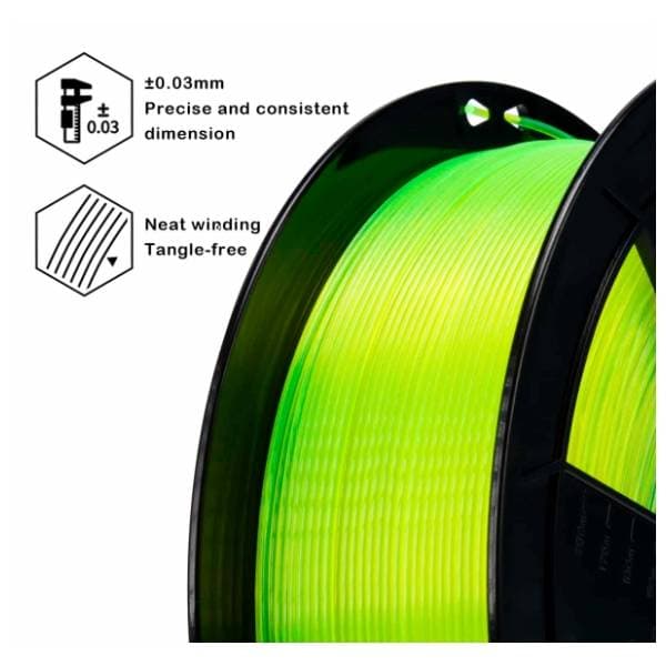 ZIRO Translucent PLA 1,75 mm Fluo Yellow 3D filament 2