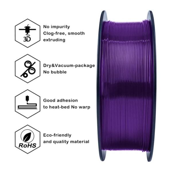 ZIRO Translucent PLA 1,75 mm Transparent Purple 3D filament 1