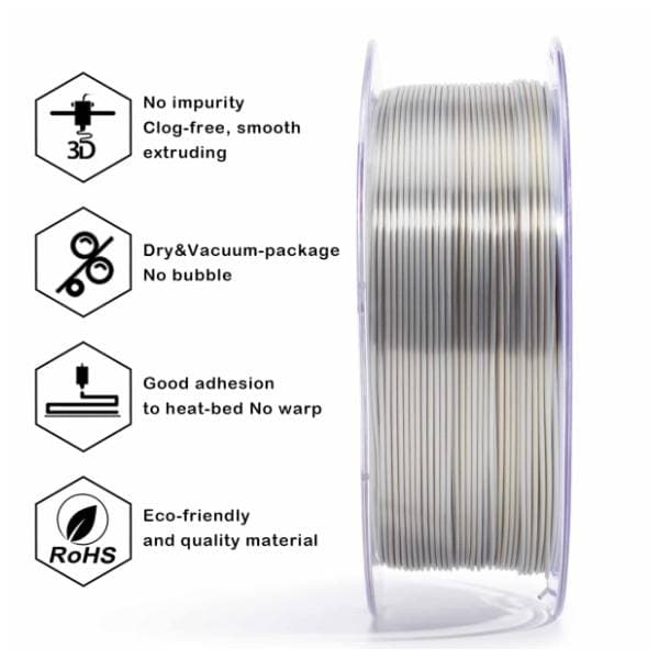 ZIRO Tri-Color Silk PLA 1,75 mm Gold & Silver 3D filament 4