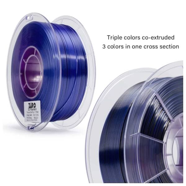 ZIRO Tri-Color Silk PLA 1,75 mm Indigo Satin 3D filament 1