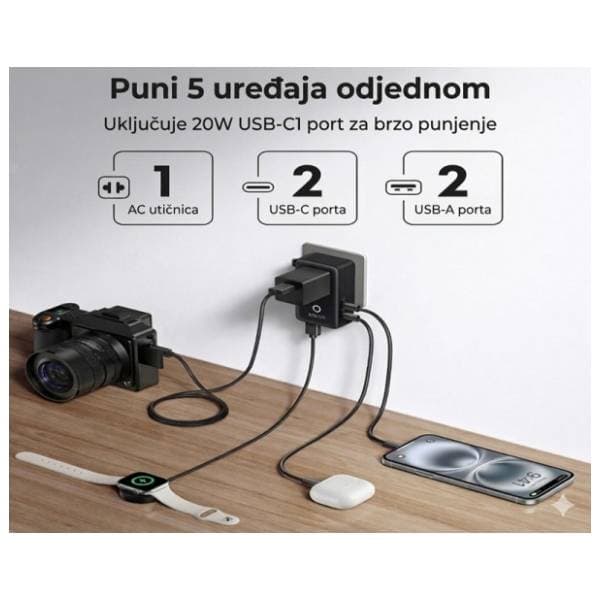 ANKER adapter Nano 20W 5-portova Black 1