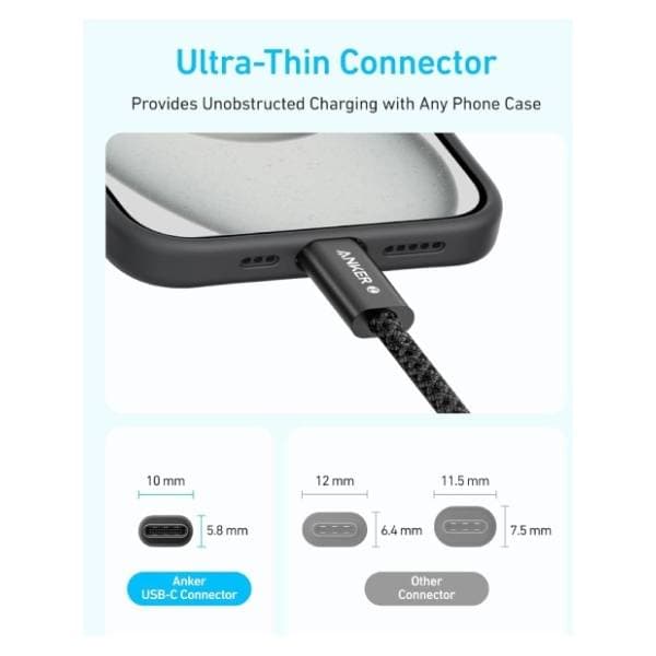 ANKER kabl USB-C Zolo (240W/480Mbps) 1m beli 2