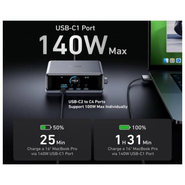 ANKER stoni punjač Prime 250W GaN 6-portova Silver 1