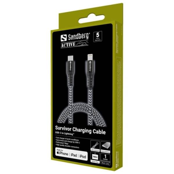 SANDBERG konverter kabl USB-C na Lightning (m/m) Survivor (441-55) 1m 1