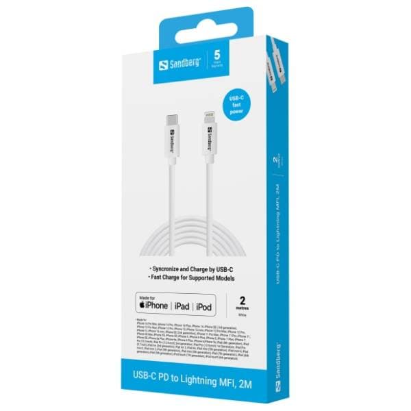 SANDBERG konverter kabl USB-C PD na Lightning MFi (m/m) 136-59 2m 2