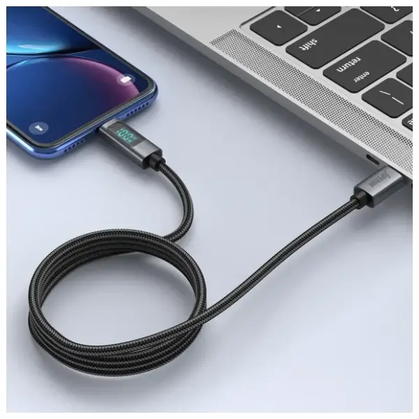 SUPERIOR kabl USB-C sa LED ekranom SU-K107 (100W 5A) 1m crni 2