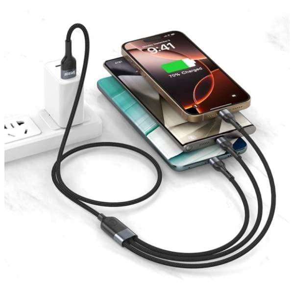 SUPERIOR konverter kabl USB-A na Lightning/Micro USB/USB-C SU-K106 1m crni 2