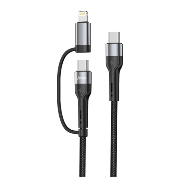SUPERIOR konverter kabl USB-C na USB-C/Lightning SU-K106 60W 1m crni 0