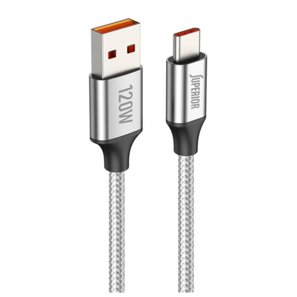 SUPERIOR konverter kabl USB-A na USB-C SU-K100 (Fast 120W 6A) 1m srebrni 1