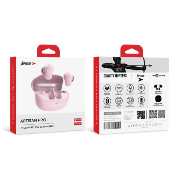 SUPERIOR slušalice Artisan Pro ANC+ENC roze 1