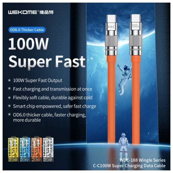 WEKOME kabl USB-C WDC-188 (za Superbrzo punjenje) 100W 1m žuti 1