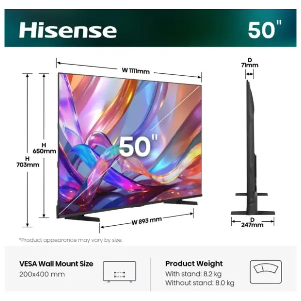 HISENSE Hi-QLED televizor 50'' 4K 50E7S 3