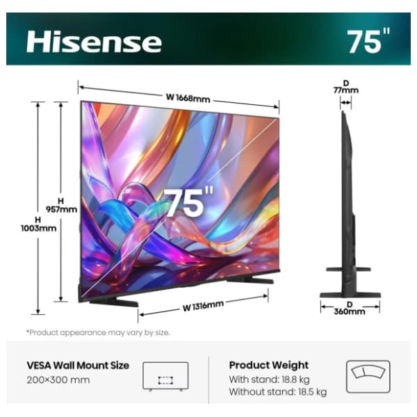 HISENSE Hi-QLED televizor 75'' 4K 75E7S 3