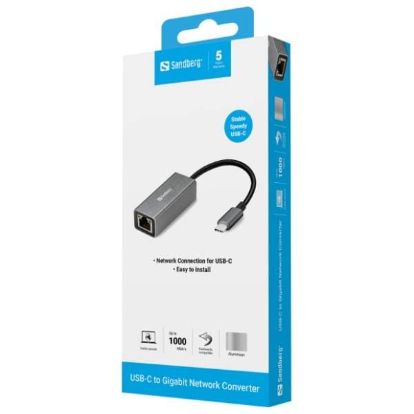 SANDBERG konverter USB-C (m) na RJ-45 (ž) USB-C Gigabit Network 136-04 2